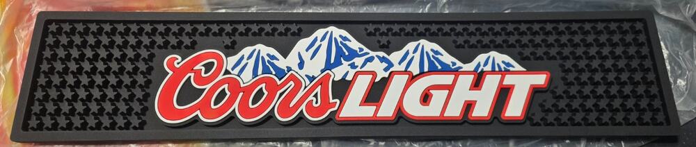 Coors Light Rubber Bar Spill Mat Beer Logo Barware Black New Open Box